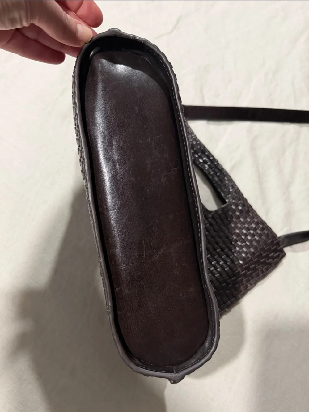 COS Dark Brown FOLIO HAND-WOVEN BAG - LEATHER